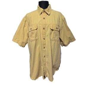 Outdoor Life Mens XL Short Sleeve Button Up‎ Shirt Khaki Yellow Utility Pockets